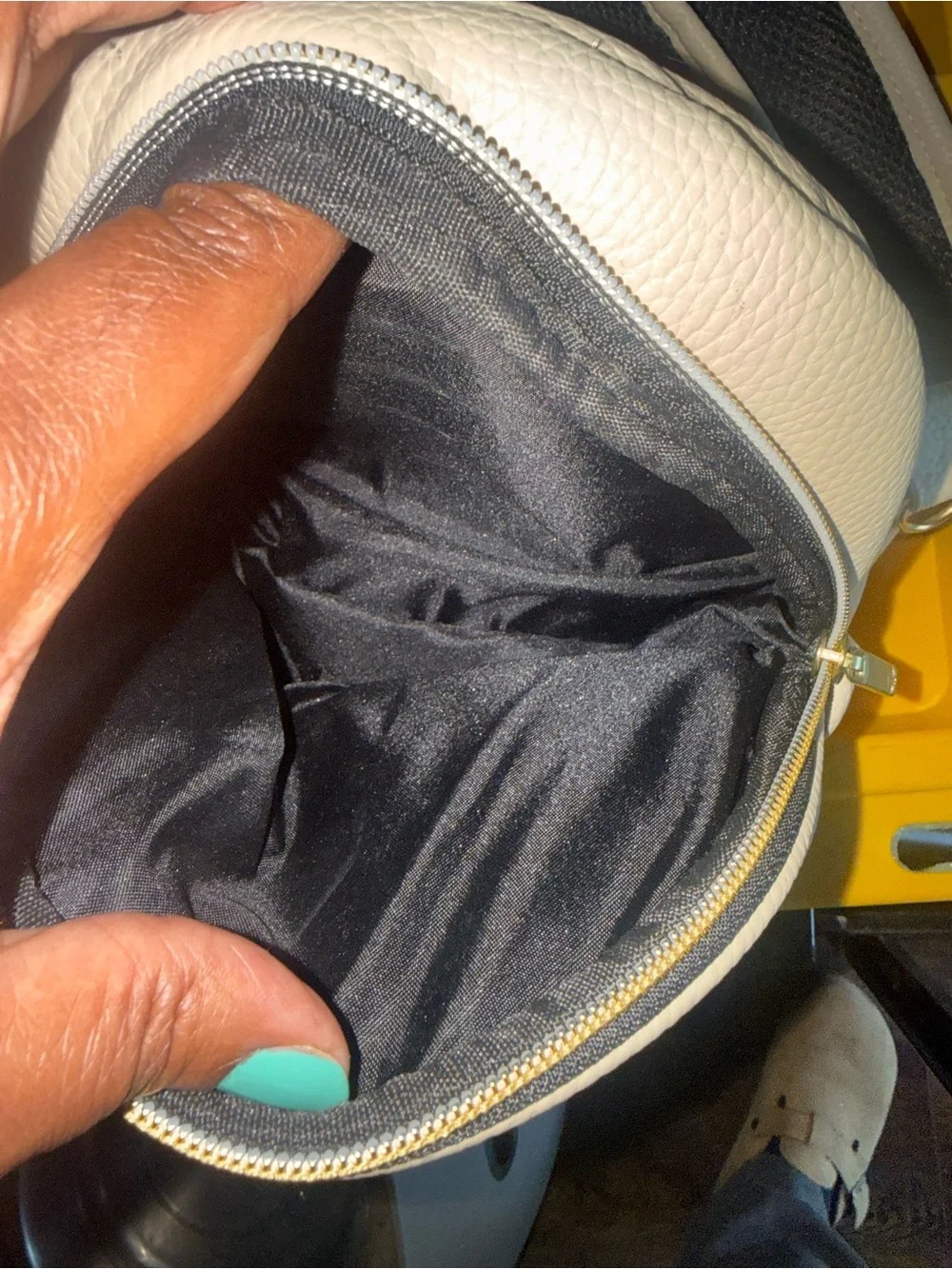 Tushbaby Cream Pebbled Leather Baby Bag